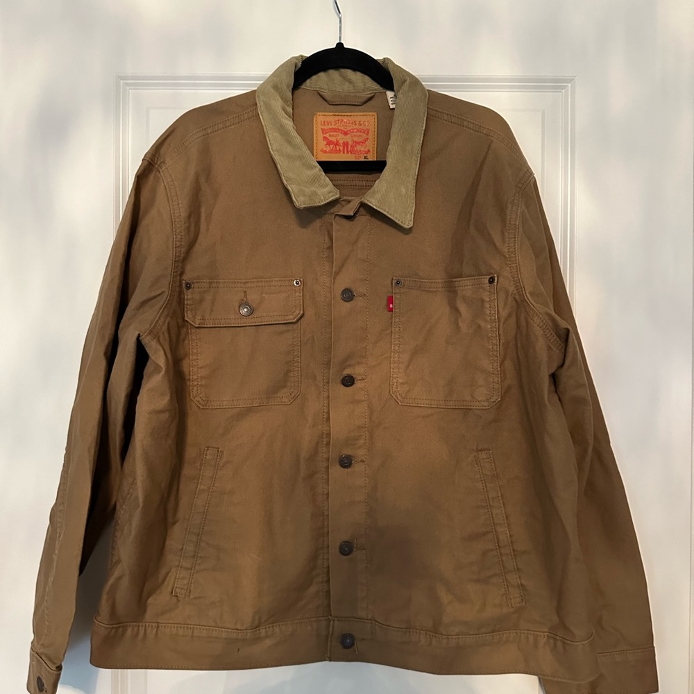Men’s Tan Denim jacket with corduroy collar